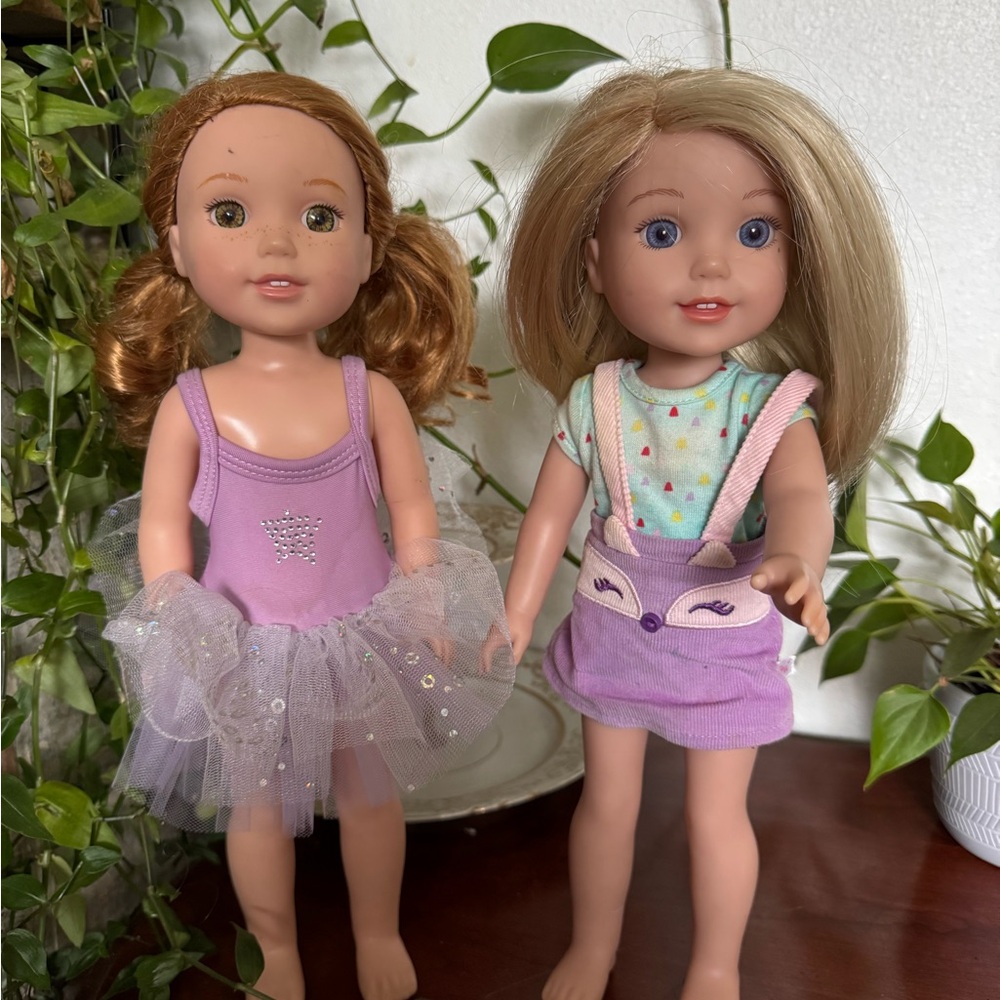 Adorable Kids Dolls with Purple Outfits